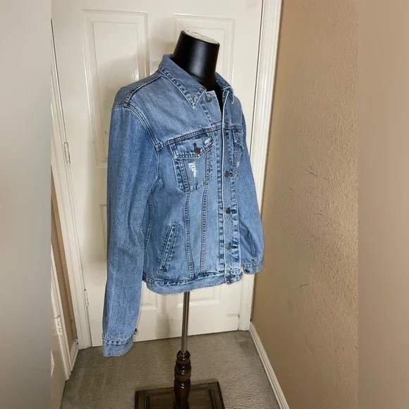 Unisex Gap Denim Gap Customized , Medium Wash Denim Icon Jean Jacket, Sz Large  - Picture 7 of 16